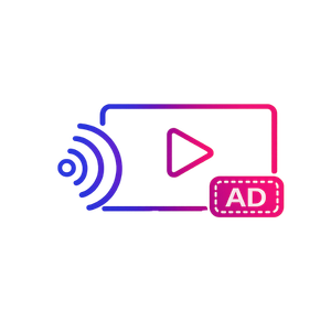 Illustration of a video player with the word "ad" next to it